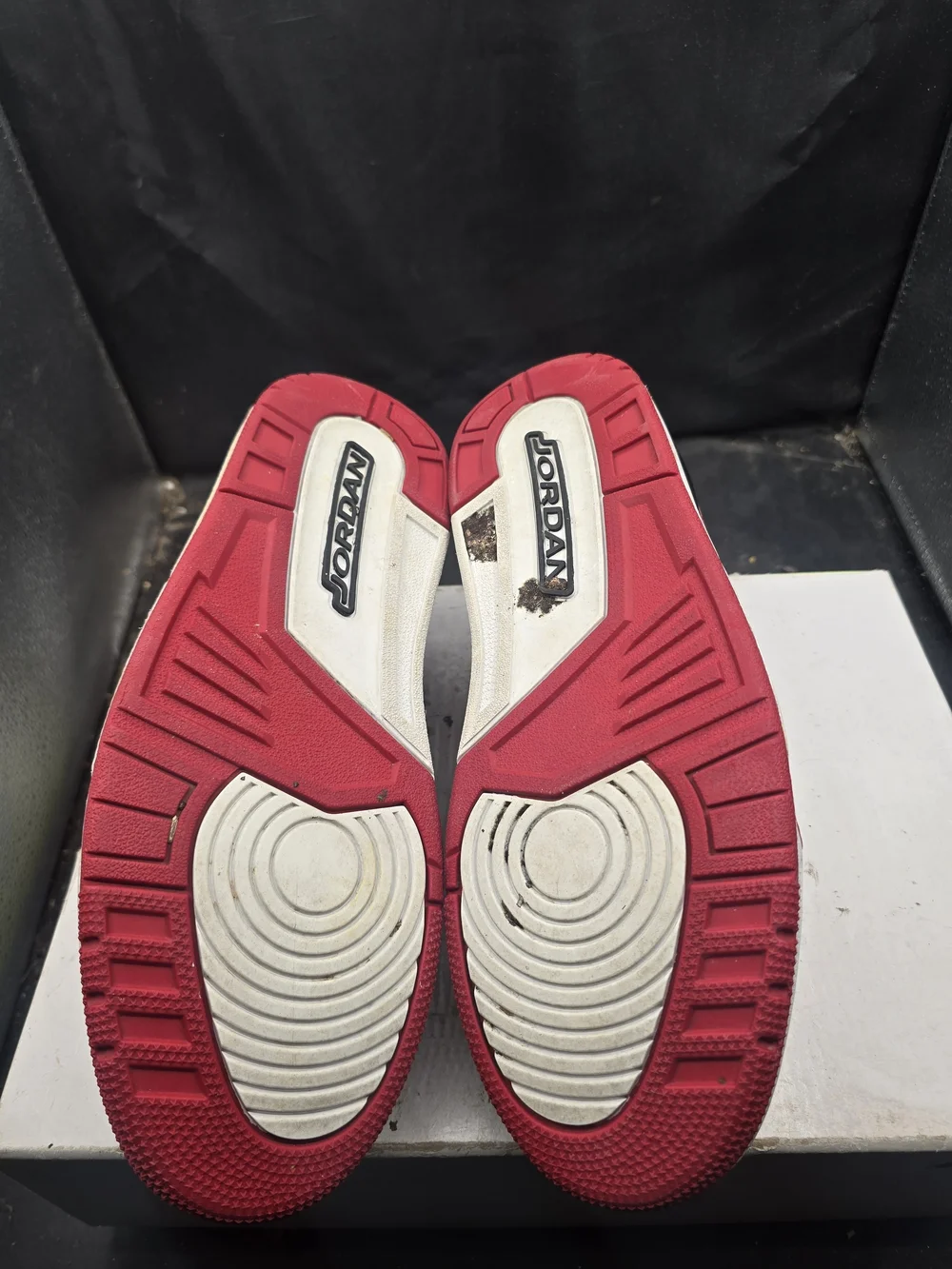 Jordan Low-Top Athletic Sneakers‎ in Red, White and Black